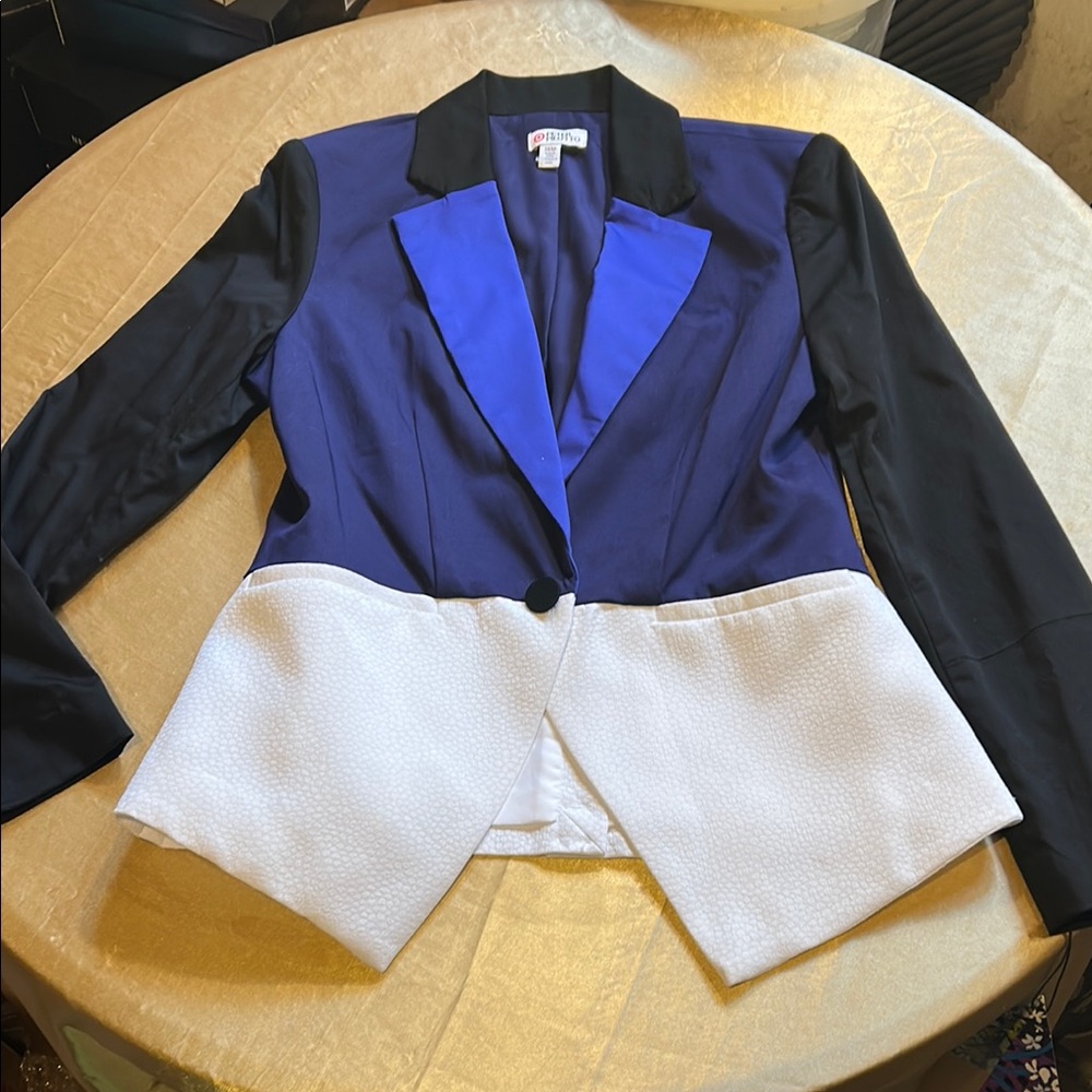 NWT PETER PILOTTO Women's Colorblock Blazer - Black, Blue, and White M